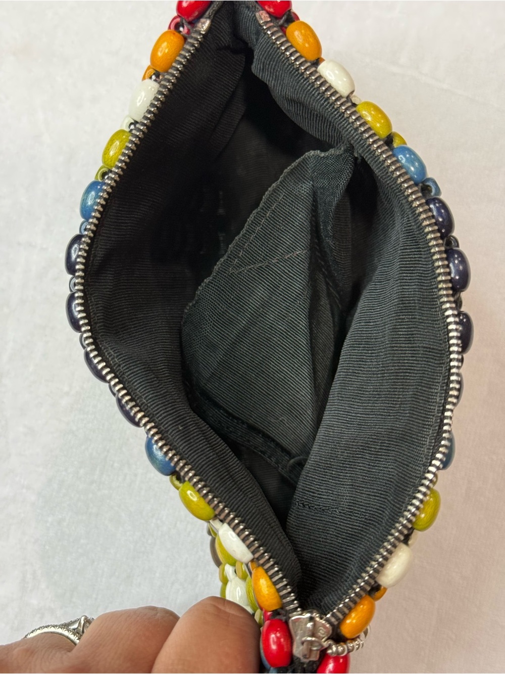 VTG 1930s Showanek wooden beaded purse wristlet clutch Czechoslovakia boho - Picture 5 of 7